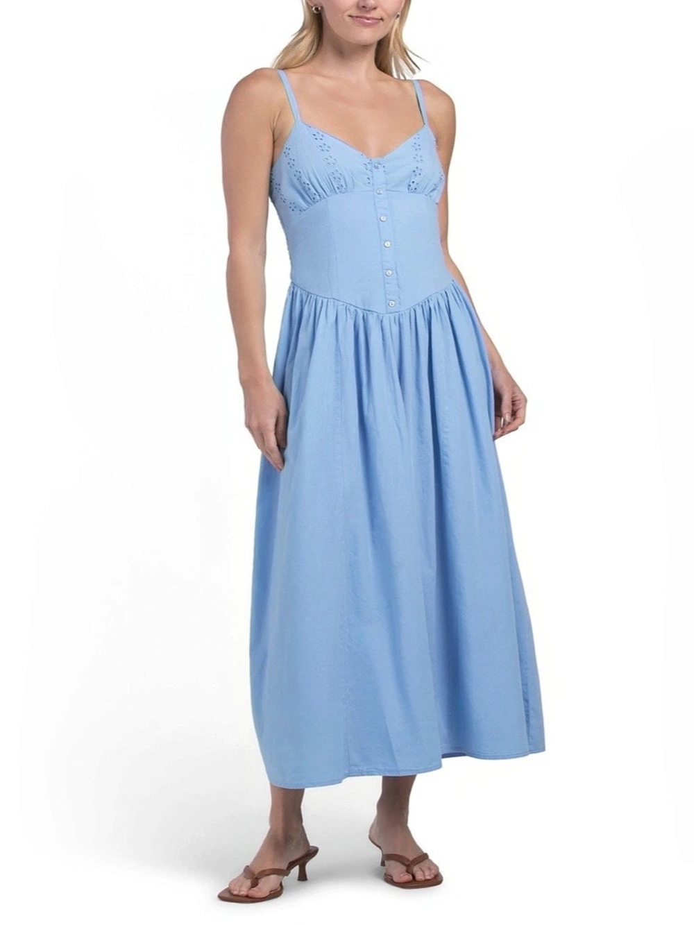 NWT JAPNA button front poplin maxi dress Large